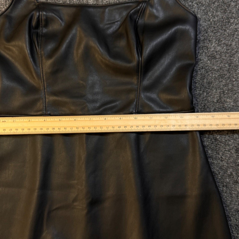 Abercrombie & Fitch Vegan Leather Dress Women S Black Mini Square Neck Edgy Goth - Picture 6 of 10